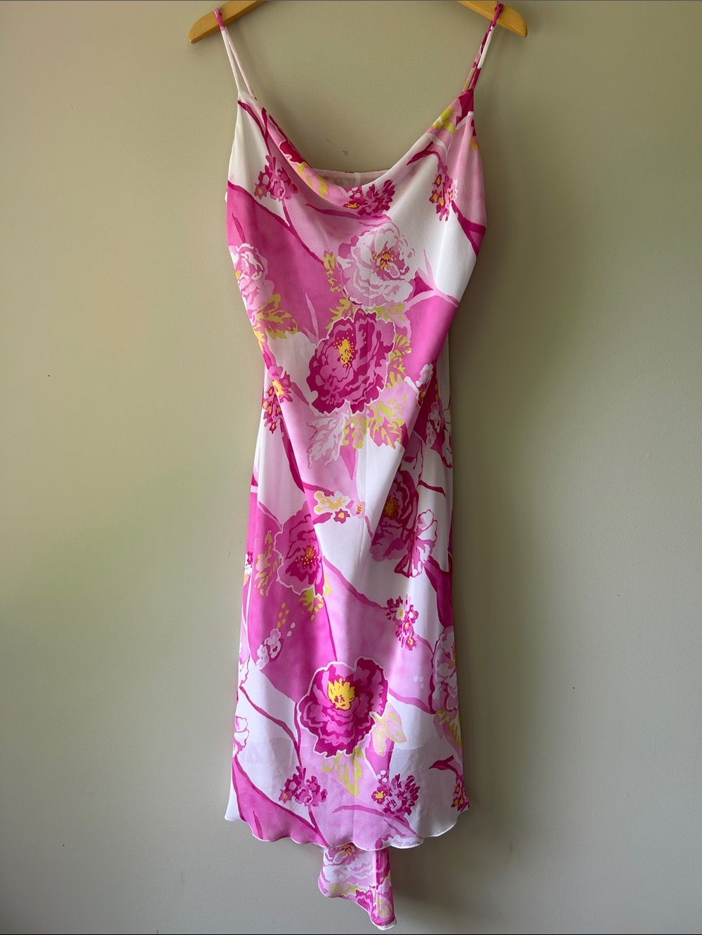 Pink Flirty & Floral Spring/ Summer Cowl Neck Slip Dress